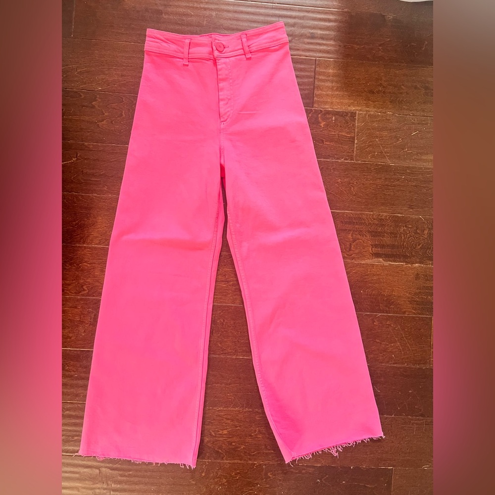 Zara Pink Flare Wide-Leg Jeans
